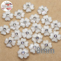 50ชิ้น10มิลลิเมตรสีขาว Rhinestone Quatrefoil ดอกไม้เรซิ่น Flatback Cabochon เครื่องประดับ Diy ตกแต่งศัพท์