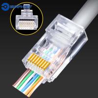 อะแดปเตอร์สายลำโพง SWRFH RJ45ปลั๊กชุบทองแจ็ค Cat6หัวคริสตัลปลั๊กโมดูลขั้วต่อ RJ45สายเคเบิลอีเทอร์เน็ตตัวเชื่อมต่อเครือข่าย