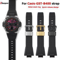 สายนาฬิกาซิลิโคนสำหรับผู้ชายชุด GST-B400หัวใจเหล็ก G-SHOCK นาฬิกา Casio เรซิ่นแบบปลดออกได้อย่างรวดเร็วอุปกรณ์ทดแทนสายนาฬิกาซิลิโคนสำหรับผู้ชายกันน้ำได้เป็นพิเศษ