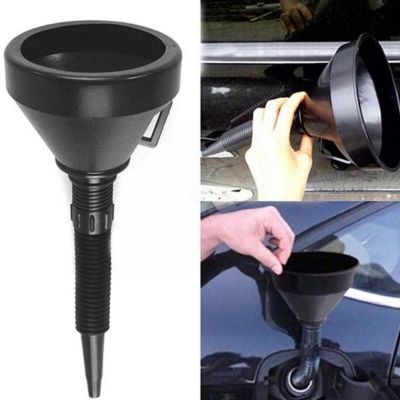 【CW】 1x Car Motorcycle Large Refueling Funnel With Filter Mesh And Rubber Gasoline Engine Plastic