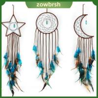 ZOWBRSH 3 pcs ขนนกสีขาว ตาข่ายดักฝันสำหรับตกแต่งบ้าน ดวงอาทิตย์ดวงจันทร์ดวงดาว พร้อมสายคล้อง จี้กระดิ่งลมขนนก แฟชั่นสำหรับผู้หญิง ตกแต่งผนังบ้าน ห้องในห้อง