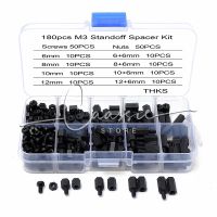 [LWF HOT] ครบชุด♕180Pcs M3ไนลอน Standoffs ชายหญิง Standoff เมนบอร์ดสีดำ Standoffs Hex Utility Spacer Standoff ไนลอนสกรู Nut PCB ขาตั้ง