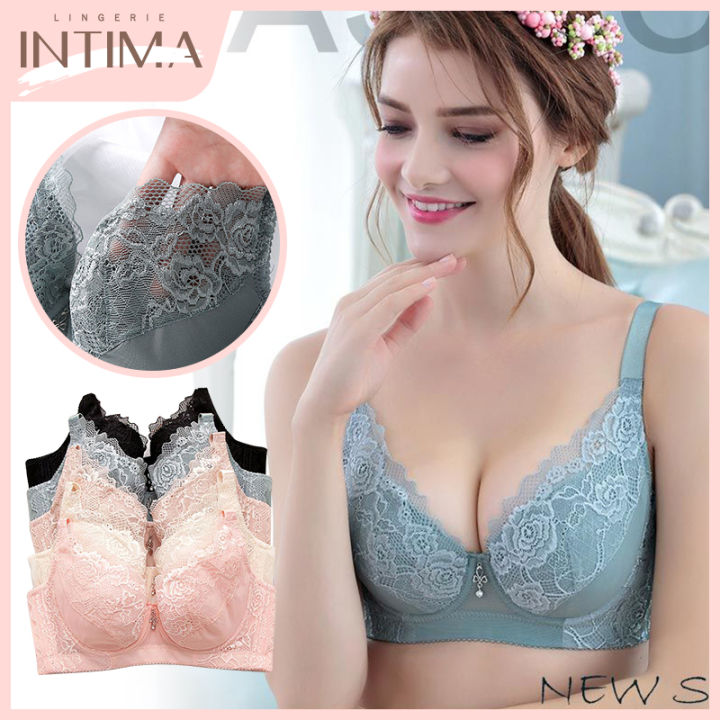 Intima Sexy Lace Bra For Women Ultra Thin Cup Underwear Plus Size Push