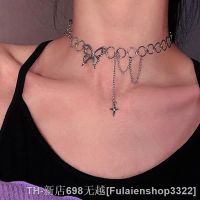 ₪ Punk Butterfly Choker Necklace Women Fashion Collares Gothic Hip Hop Stainless Steel Chain Star Pendant Necklace Mujer Jewlery