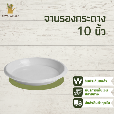 จานรองกระถางต้นไม้ จานรองกระถาง ถาดรองกระถางต้นไม้ สีขาว สีดำ 10 นิ้ว 10 ใบ