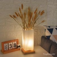 ♘❦▤ Nordic Minimalist Nursing Table Lamp Vase Lamp Dimming Bedroom Creative Solid Wood Glass Romantic Desk Warm Night Light Bedside