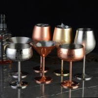 304 stainless steel copper plated single-layer goblet anti-fall glass cocktail glass 500ml wine cups champagne glasses