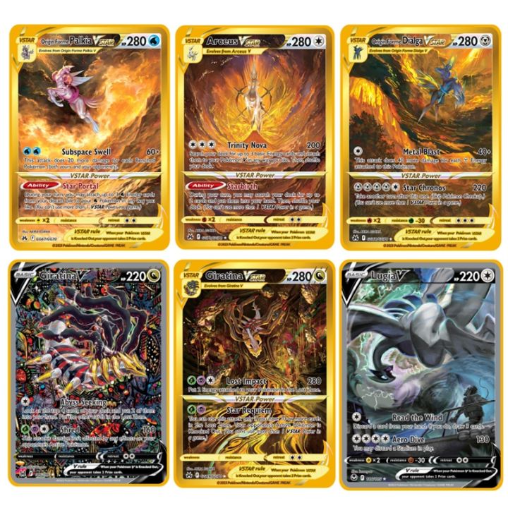 Giratina V Pokemon Metal Cards DIY 10000 Point Arceus Vmax Lugia Charizard  Rayquaza English Golden Game Collection Card Kid Toys