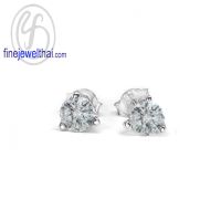 Finejewelthai-ต่างหูเพชร-ต่างหูเงิน-เงินแท้-Diamond Cz-Silver-E1025cz