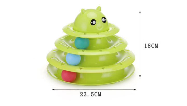 ชุดของเล่นสำหรับแมวรางบอล3ชั้น-พร้อมลูกบอลคละสี-ของเล่นแมว-ราง3ชั้น-ของเล่นแมว-รางบอล-ลูกบอลแมว-แมว-ทาสแมว
