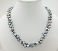 2 rows 8MM natural gray freshwater pearl necklace 19"