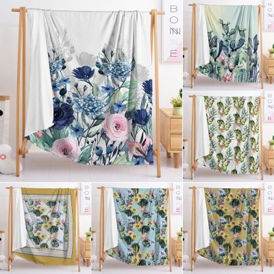 （in stock）Viridiplantae Flannel throw blanket rose cactus flower sofa blanket extra large super soft light blanket（Can send pictures for customization）