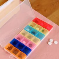 7 Day Rainbow Pill Medicine Kit Tablet Pillbox Dispenser Organizer Case with 21 Compartments Pill Box Multicolor Container