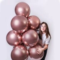 5pcs 18inch Chrome Rose Gold Latex Balloons Gold Silver Blue Metallic Helium Globos Birthday Party Wedding Decoration Supplies Artificial Flowers  Pla
