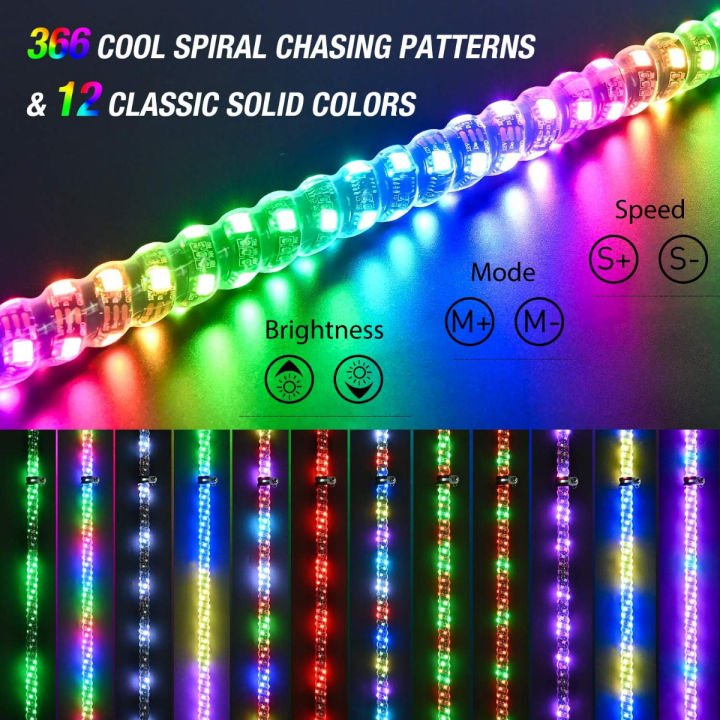 nilight-2pcs-3ft-spiral-rgb-led-whip-light-with-spring-base-chasing-light-rf-remote-control-lighted-antenna-whips-for-can-am-atv-utv-rzr-polaris-dune-buggy-offroad-truck-3ft-2pcs-light-rgb