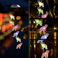 New Solar Elephant Wind Chime Led Hummingbird Butterfly Air Column Bag Aluminum Tube Wind Chime Colorful Slow Flash Garden CHN-Q