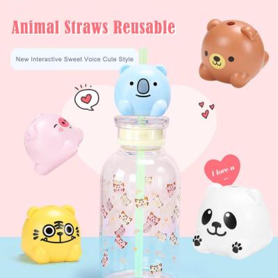 Cute Cartoon Sounding Straws Resuable Plastic Straws Water Straws Kids Drinking Accessories Cup Funny K6N6