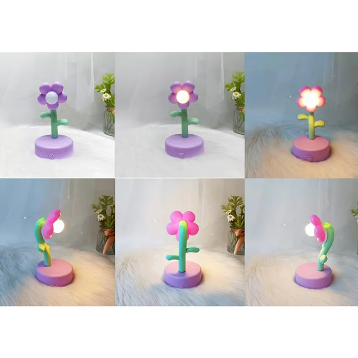 zhongloul-โคมไฟตั้งโต๊ะหลอด-led-ลายดอกไม้ลมหวานน่ารักแสงไฟยามค่ำคืนอันแสนโรแมนติกขนาดเล็กสำหรับเด็กของขวัญคริสต์มาสกระพริบสีสันสดใส