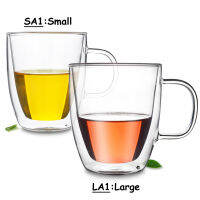 Practical Double Wall Heat Resistant Glass Teacups Coffee Water Wine Mugs (No Lid)