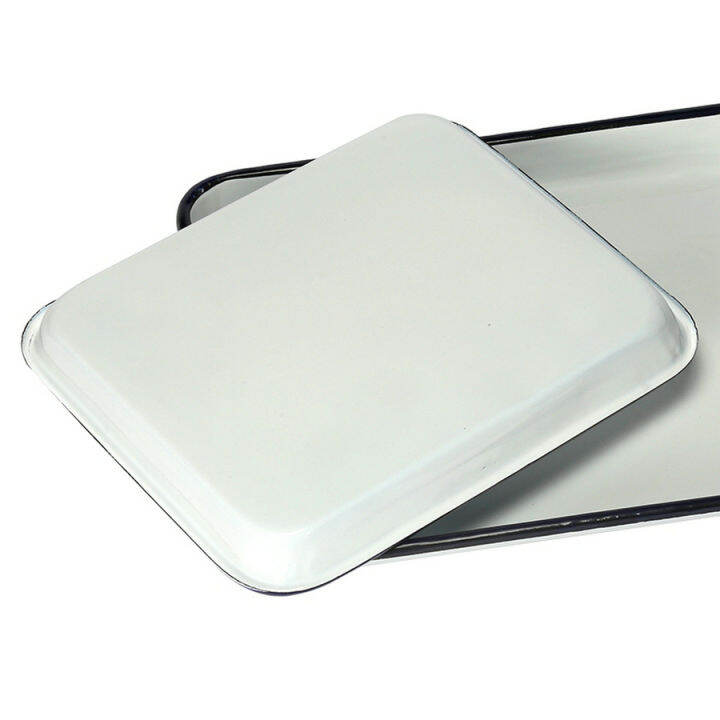 1pcs-handcrafted-vintage-tray-white-enamel-home-cake-oven-baking-tray-square-retro-plates