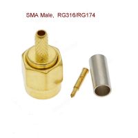 5pcs/lot SMA Male Connector Crimp RG174 RG316 LMR100 Cable RF Connector Gold Plated 50 Ohm