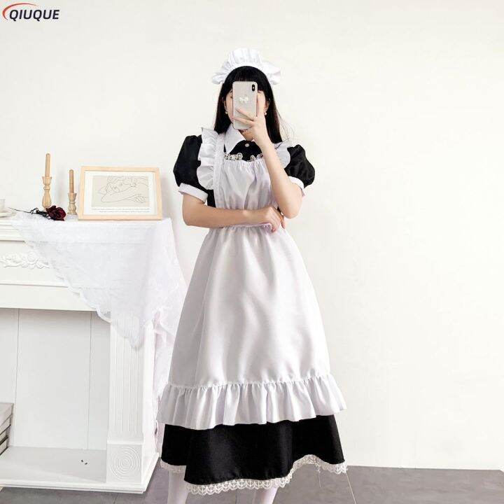 shuaiyi-feminino-bonito-vestido-de-empregada-dom-stica-roupa-avental-cruz-governorantaเครื่องแบบญี่ปุ่นฮาโลวีนคอสเพลย์traje
