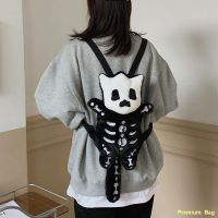 ♈❆ ?สินค้าเฉพาะจุด?Halloween Little Devil Skull Cat กระเป๋าเป้สะพายหลัง Plush Class Bag