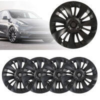 4 ชิ้น Hubcap ล้อครอบคลุม Matte สีดำทนทานสวมใส่ล้อเปลี่ยนฝาครอบสำหรับ Tesla รุ่น Y