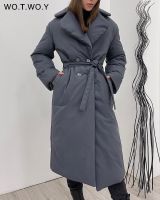 □❅ 2023 Thicked Cotton Padded Jackets Belted Windproof Parkas Female Coats Warm Outerwear