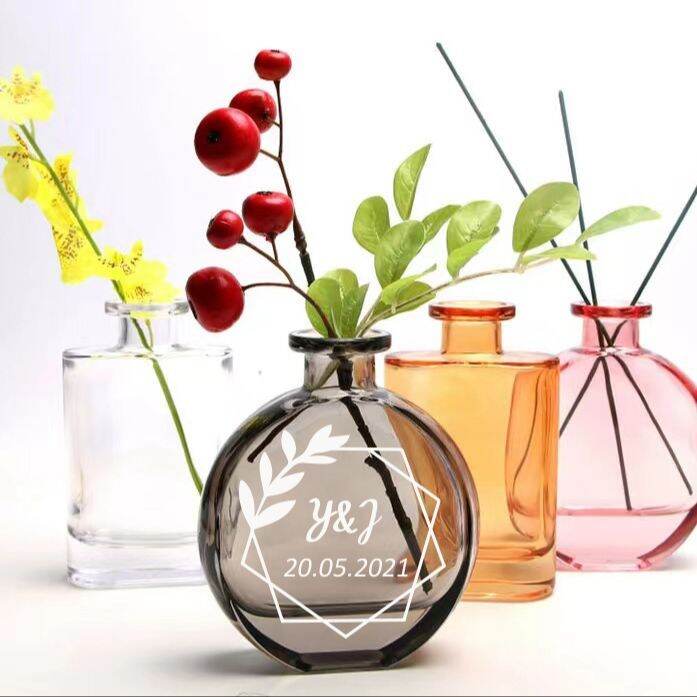 Personalized amber vases, vase sets, clear glass vases, mini vases