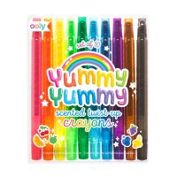 Yummy yummy scented twist-up crayons สีเทียนกลิ่นผลไม้   10  สี  10  กลิ่นหอมมากเลย