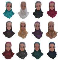 【YF】 Muslim Girls Kids Hijab Scarf Shawls No Decoration Soft and Stretch Material for Fits 2-7 Years Old Children