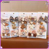 CHANG 10ชิ้นกิ๊ฟหนีบผมโบว์อุปกรณ์แต่งผมหมวกแสนหวานกิ๊บหนีบผมพิมพ์ลายดอกไม้แฟชั่นฤดูใบไม้ร่วงฤดูหนาว