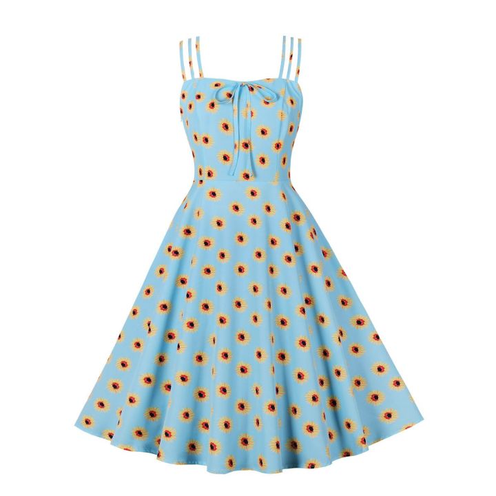 hot11-women-vintage-sun-flower-dress-retro-rockabilly-strap-suspenders-tail-party-1950s-40s-swing-dress-summer-dress-sleeveless