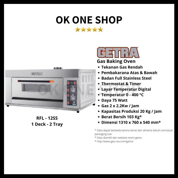 oven gas getra 2 deck