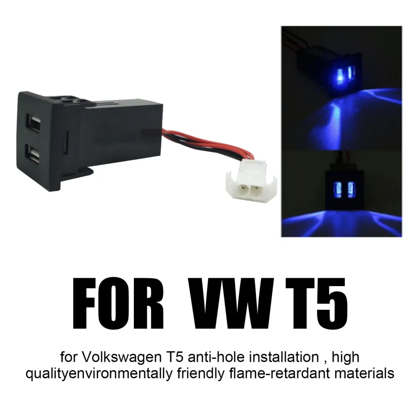 Car Charger Dual USB Auto Car Charger Vehicle Power Inverter Converter  Adapter Transporter Dedicated For Volkswagen VW T5