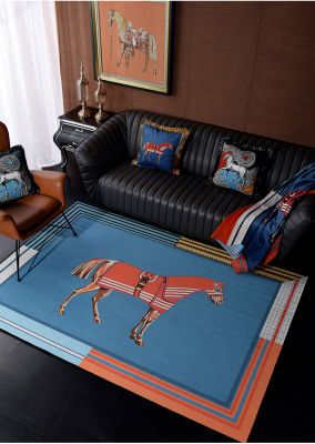 American Style Carpet Chic Horse Carpet Modern Living Room Carpet Kitchen Orange Embossed Geometric Non-Slip Mat Tapis Salon Rug