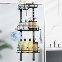 Bathroom Organizer Shelf Storage Rack Shower Caddy Shelf With 4 Hooks Rustproof Bathroom Kitchen Storage Basket With Suctions