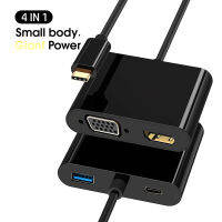 ตัวแปลง Type-C 4-In-1ความละเอียดสูง Type-C ถึง4K รองรับ HDMI VGA USB 3.0 USB-C OTG กำลังชาร์จ PD Port Hub Adapter สำหรับ Windows 7/8/10สะดวก Type-C ตัวแปลงสัญญาณ