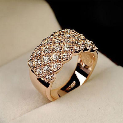 Engagement Wedding Ring Fashion Popular Gold Color Zirconia Womens Ring Party Charm Accessories Lover Gift