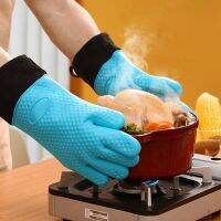 Silicone Oven Mitts Heat Resistant Baking Gloves With Inner Cotton Layer Kitchen Gloves Waterproof Microwave Potholder BBQ Glove