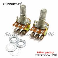 5pcs WH148 B1K B2K B5K B10K B20K B50K B100K B500K 6Pin 15mm Shaft Amplifier Dual Stereo Potentiometer 1K 2K 5K 10K 50K 100K 500K