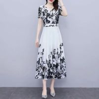 COD DSFDGESERRRRR Original Size Ink Printed Dress Women 2023 Summer New Style Korean Version Temperament Chinese Western Beach