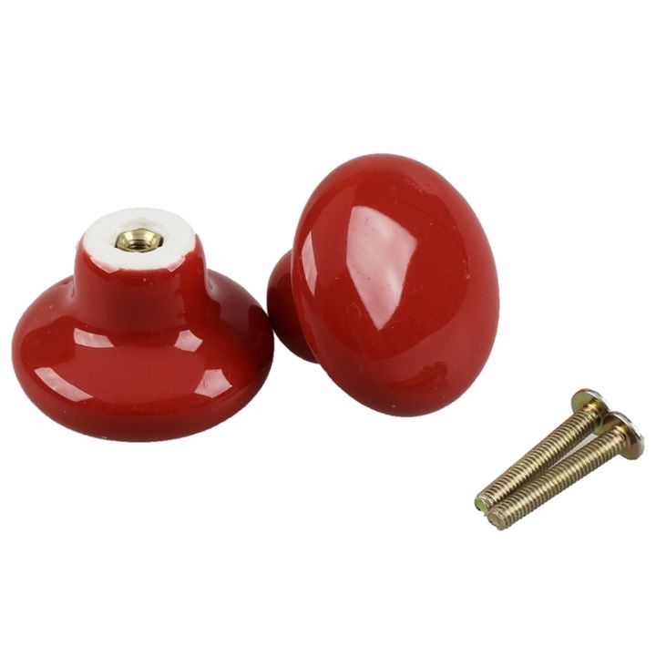 6pcs-red-round-ceramic-cupboard-knob-drawer-cabinet-pull-handle-s