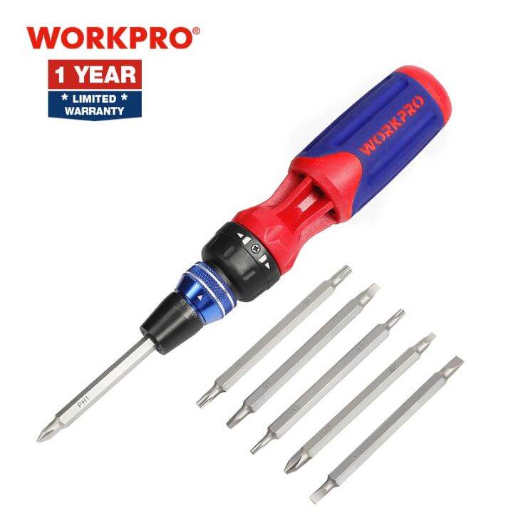 WORKPRO Ratcheting Screwdriver set 12 in 1 Screwdriver bit set with ...