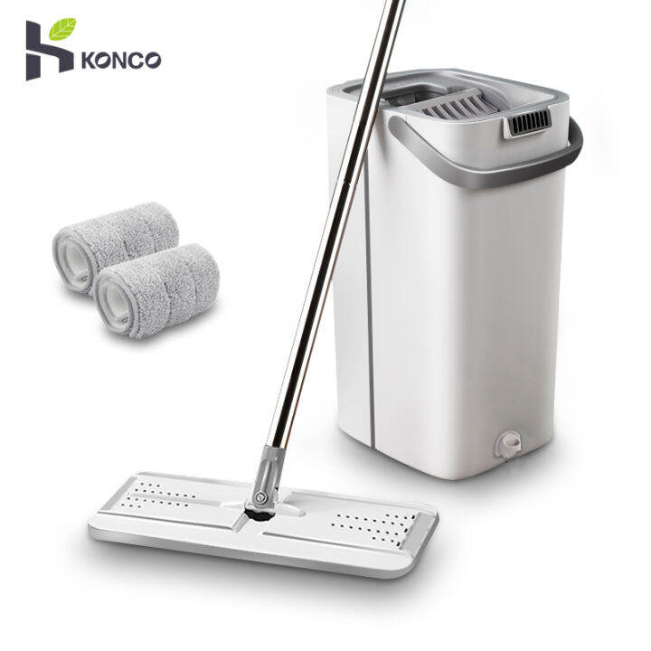 Konco Flat Mops with Bucket Upgrade 360 Rotating Cleaning Mop with 2 ...