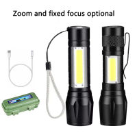 Rechargeable LED Flashlight USB Charging Tactical Flashlights COB LED 3 Modes Waterproof Zoom Camping Light Torch Lamp Lantern