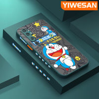 YIWESAN เคสสำหรับ Xiaomi Note 10 Note 10 Lite เคสลายการ์ตูนโดราเอมอนน่ารักแบบแข็งลายมีน้ำค้างแข็งโปร่งใสขอบสี่เหลี่ยมด้านข้างปลอกซิลิโคนกล้องกันกระแทกเคสนิ่ม