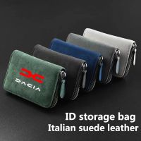 Car Suede Leather Portable storage box drivers license ID d storage bag For dacia duster spring logan sandero Accessories