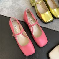 2023 Fashion Women Pumps Mary Jane Heels Chunky Strappy Black Square toe Heels Lolita Slingback Heels women shoes